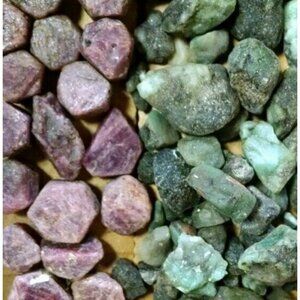 1lb Natural Rough Ruby Emerald mix Specimen Gemstones lapidary cabbing untreated